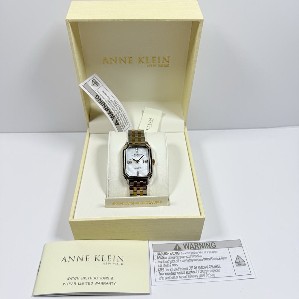 Anne Klein New York Two Tone Diamond Octagon Women Watch 12/7751MPTT / NEW W TAG